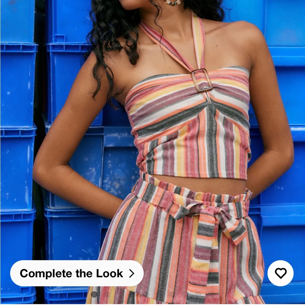 Striped Multicolor Halter Top is a size medium and Skirt is a size small